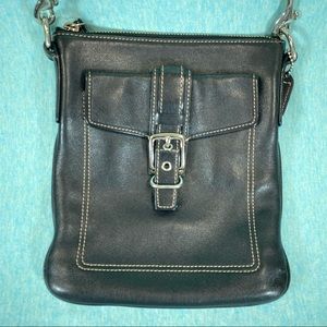 Coach Black Leather Crossbody Messenger Purse